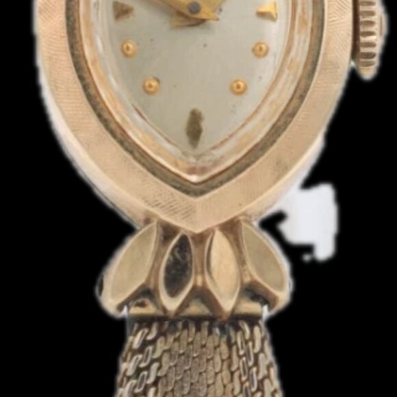 Vintage Lady Elgin Linen Bezel Ladies Mechanical Wristwatch 900 10k Gold Filled - Picture 4 of 5